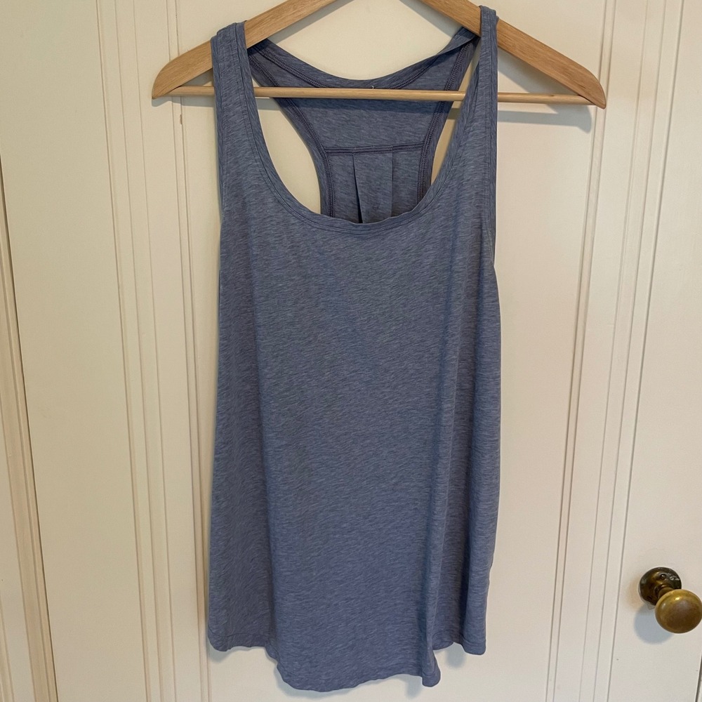 Lululemon Love Tank Pleated Heathered Blue Racerback Size 8 - Picture 6 of 10